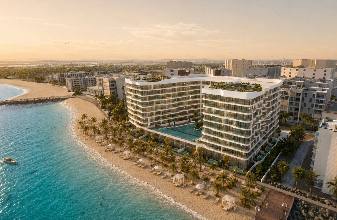 Аэровизуализация VISTAL и побережья Al Mouj.